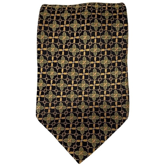 Other - Setazone Men's Neck Tie Silk Floral Black Gold‎ Floral 62" Handmade